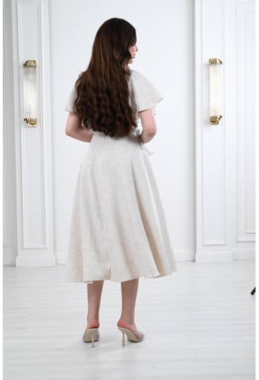 فستان نسائي ميدي بأربطة جانبية