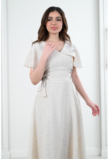 فستان نسائي ميدي بأربطة جانبية