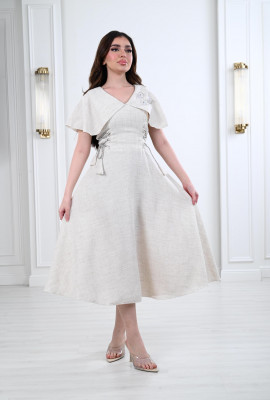 فستان نسائي ميدي بأربطة جانبية