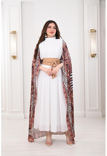 فستان طويل بكب منقوش