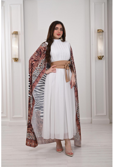 فستان طويل بكب منقوش