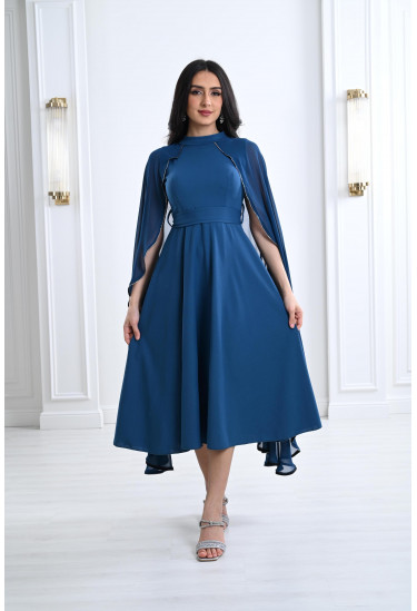 فستان ميدي بأكمام نمط كب