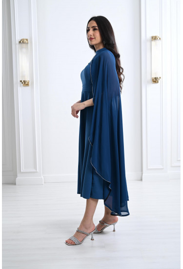 فستان ميدي بأكمام نمط كب