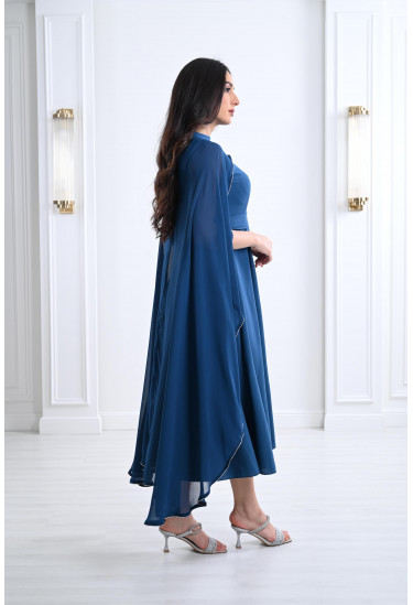 فستان ميدي بأكمام نمط كب