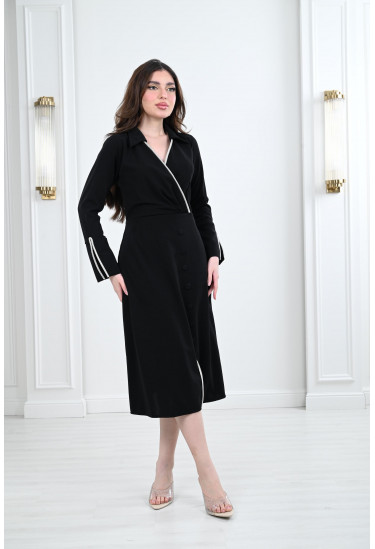 فستان ميدي نسائي بياقة كلاسيكية