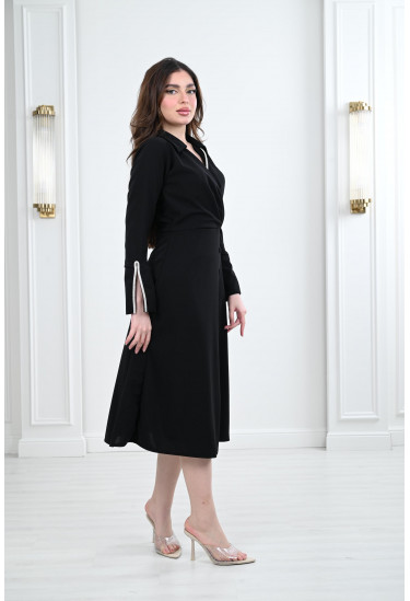 فستان ميدي نسائي بياقة كلاسيكية