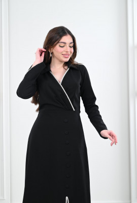 فستان ميدي نسائي بياقة كلاسيكية