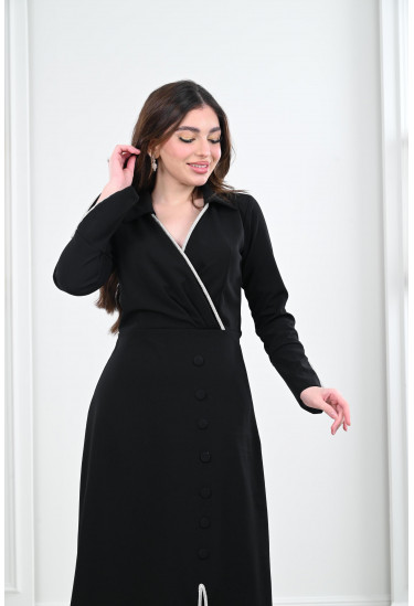 فستان ميدي نسائي بياقة كلاسيكية