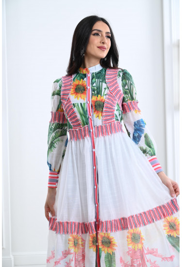 فستان ميدي بنقوشات من الزهور