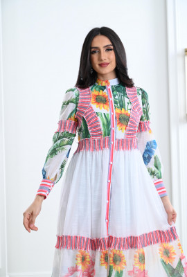 فستان ميدي بنقوشات من الزهور