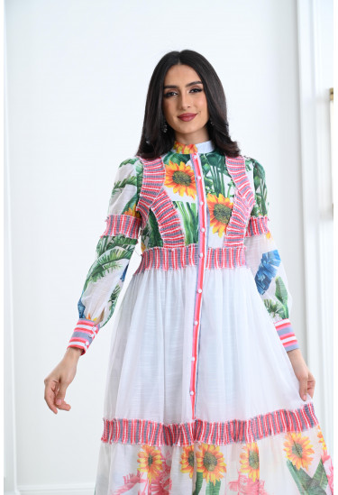 فستان ميدي بنقوشات من الزهور