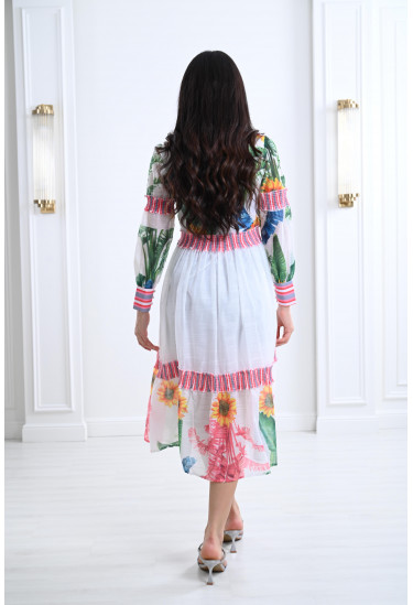 فستان ميدي بنقوشات من الزهور