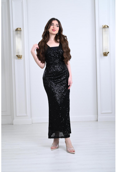 فستان مناسبات نسائي مزين بالترتر