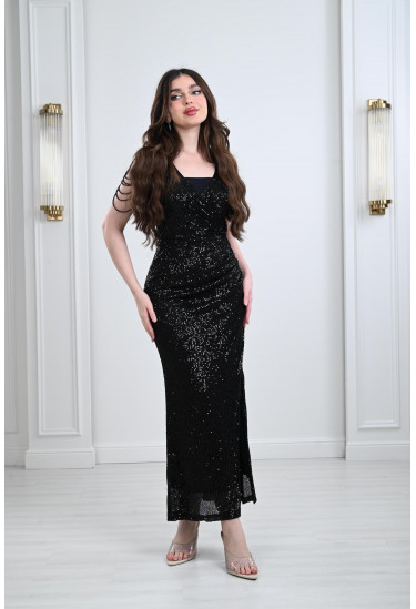 فستان مناسبات نسائي مزين بالترتر