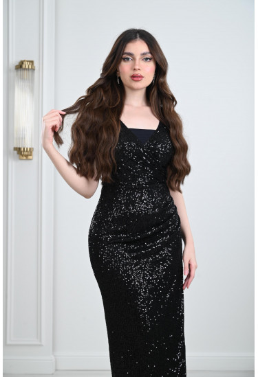 فستان مناسبات نسائي مزين بالترتر