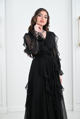 فستان للمناسبات مزين بطيات نسيج