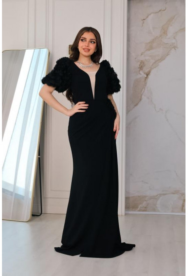 فستان سهرة نسائي بأكمام قصيرة