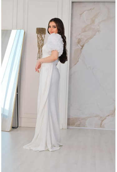 فستان سهرة نسائي بأكمام قصيرة