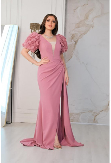 فستان سهرة نسائي بأكمام قصيرة