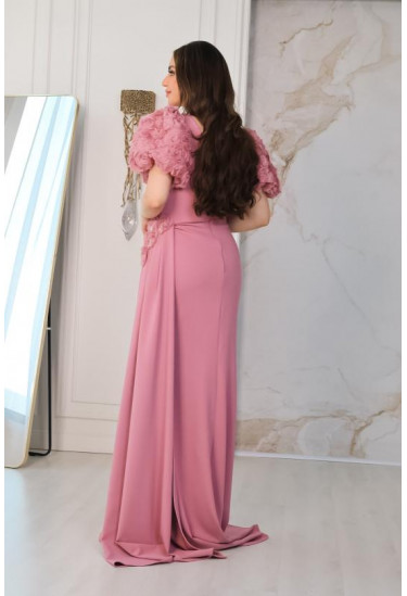 فستان سهرة نسائي بأكمام قصيرة