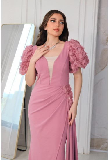 فستان سهرة نسائي بأكمام قصيرة