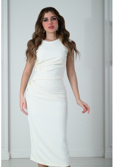 فستان سهرة ميدي بدون أكمام