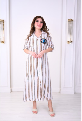 جلابية ميدي تطريز عين زرقاء