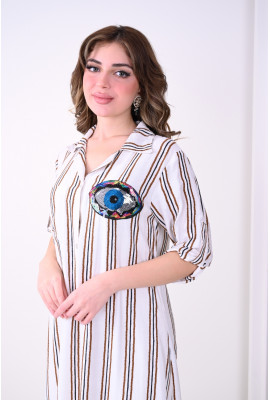 جلابية ميدي تطريز عين زرقاء