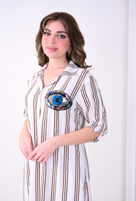 جلابية ميدي تطريز عين زرقاء