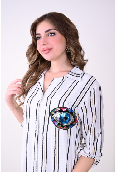 جلابية ميدي تطريز عين زرقاء
