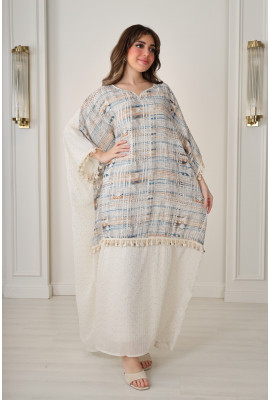 جلابية فاخرة تصميم عصري بألوان هادئة وتطريز أنيق