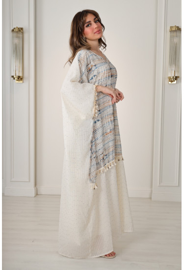 جلابية فاخرة تصميم عصري بألوان هادئة وتطريز أنيق جلابية فاخرة تصميم عصري بألوان هادئة وتطريز أنيق