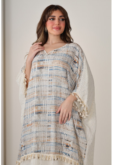 جلابية فاخرة تصميم عصري بألوان هادئة وتطريز أنيق جلابية فاخرة تصميم عصري بألوان هادئة وتطريز أنيق