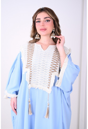 جلابية فاخرة كروشيه بشرابات عصرية