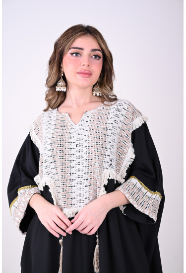 جلابية فاخرة كروشيه بشرابات عصرية