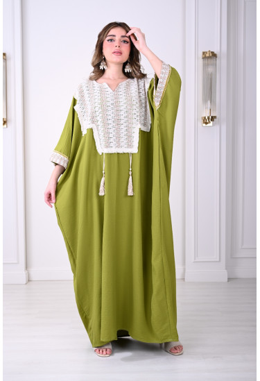 جلابية فاخرة كروشيه بشرابات عصرية