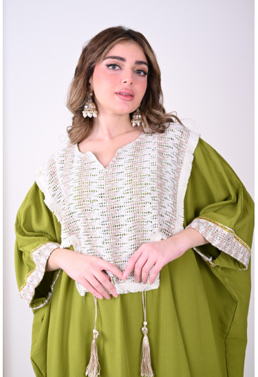 جلابية فاخرة كروشيه بشرابات عصرية