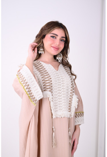 جلابية فاخرة كروشيه بشرابات عصرية