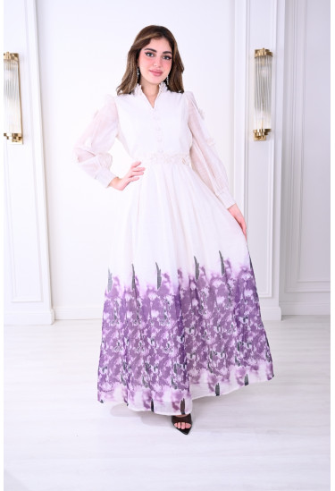 فستان فاخر أناقة ملكية بنقشة الزهور