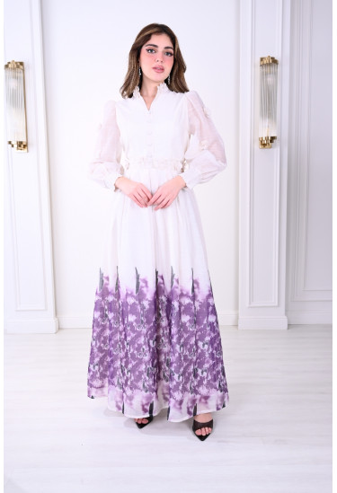 فستان فاخر أناقة ملكية بنقشة الزهور