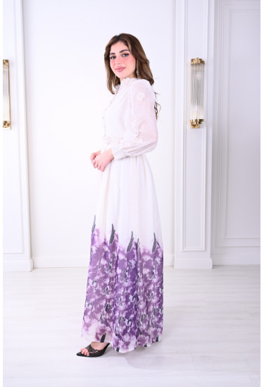 فستان فاخر أناقة ملكية بنقشة الزهور