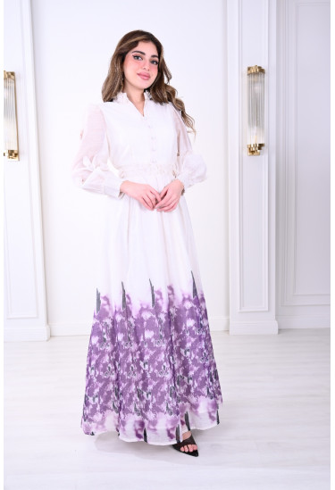 فستان فاخر أناقة ملكية بنقشة الزهور