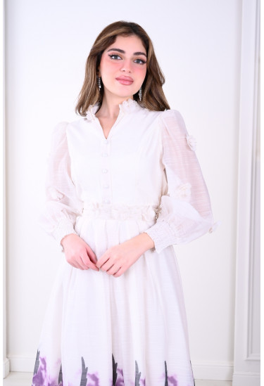 فستان فاخر أناقة ملكية بنقشة الزهور