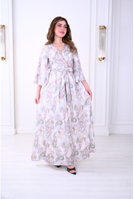 فستان فخم بتصميم أنيق وتطريز زهور ناعم