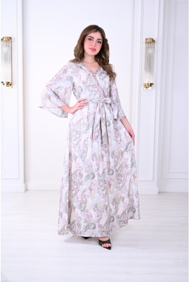 فستان فخم بتصميم أنيق وتطريز زهور ناعم