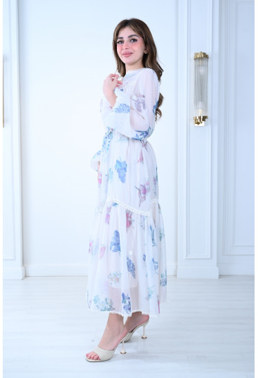 فستان مشجر تصميم ناعم ورومانسي 