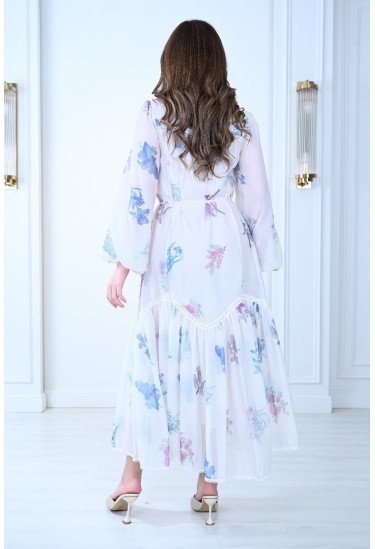 فستان مشجر تصميم ناعم ورومانسي 