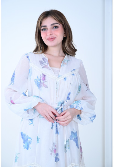 فستان مشجر تصميم ناعم ورومانسي 