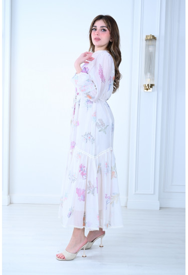 فستان مشجر تصميم ناعم ورومانسي 