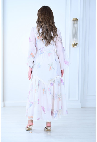 فستان مشجر تصميم ناعم ورومانسي 